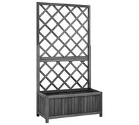 Garden Trellis Planter Black 70x30x135 cm Solid Firwood
