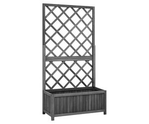 Garden Trellis Planter Black Solid Fir Wood 70x30x135 cm Climbing Planter Corner