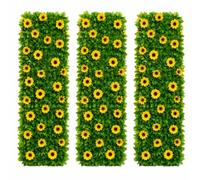 Garden Trellis with Leaves, Expanding Garden Trellis Panels, Artificial Trellis Screening with Ivy and Violet Flower, Artificial Ivy and Violet Flower Fence Screening (Sunflowers*3)