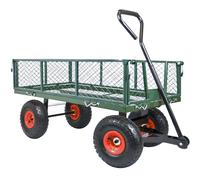 GARDEN TROLLEY Wagon Cart Fold Down Sides Steel Gardening Truck