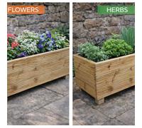 Garden Troughs and Planters Lined Wooden Decking Garden Trough Planter 35Cm Wide X 33Cm High - 60Cm
