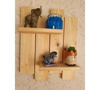Garden Troughs and Planters Wooden Stagered Wall Shelf With Fixings: Natural Clear Coat