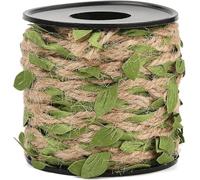 Garden Twine 33 Feet 2MM Green Leaves Vine Ribbon Artificial Leaf String Rattan Cord Natural Jute Trim Burlap Creative Twine Rope