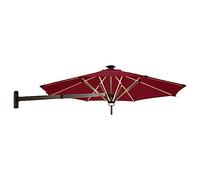 Garden Umbrella Outdoor Patio Umbrella With Led Wall Mounted Solar Parasol Aluminum Alloy Cantilever Patio Umbrella Stretchable Sun Shelter