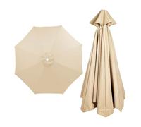 Garden Umbrella Parasol Top Fabric Cover Sunshade Cloth, 6 8 Ribs 200 230 250 280 300 350 CM, Large Patio Umbrella Weatherproof UVAnti, Canopy Replacement Cantilever Parasol Cover(Beige,2.3M/6Ribs)