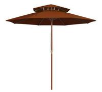Garden Umbrella Patio Outdoor Double Decker Parasol Wooden Pole Air Vent 270 cm