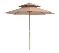 Garden Umbrella Patio Outdoor Double Decker Parasol Wooden Pole Air Vent 270 cm