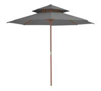 Garden Umbrella Patio Outdoor Double Decker Parasol Wooden Pole Air Vent 270 cm