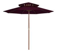 Garden Umbrella Patio Outdoor Double Decker Parasol Wooden Pole Air Vent 270 cm