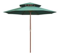 Garden Umbrella Patio Outdoor Double Decker Parasol Wooden Pole Air Vent 270 cm