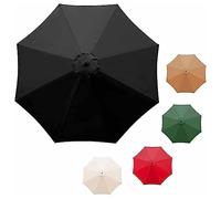 Garden Umbrella Replacement Cover 270cm/9ft Fits 8 Ribs Durable Waterproof Black Canopy Outdoor Patio Shade Protection Compatible with 270cm & 300cm Umbrellas