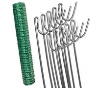 Garden Universe Barrier Fencing 1m x 25m with 10 Galvanised Steel Fence Pins, Green Temporary Garden Fence, Outdoor Garden Fencing Screening Netting Outdoor Plastic Netting, Fencing Pins WBF02 + WFP04