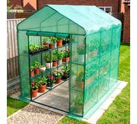 Garden Universe Greenhouse 140Gm/m2 Uv Protected Green Pe Cover 12 Shelves 1.4M X 2.14M Walkin Rollup Door Polytunnel Gh03G