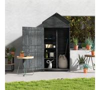Outsunny Wooden Garden Shed Outdoor Shelves Utility Tool Storage Cabinet Grey