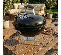 Garden Vida Kansas Freestanding 16" BBQ Grill | Black | Chrome Plated | 45.5H x 40.5W x 40.5D cm | Space-Saving & Portable | Grill Meat, Fish & Vegetables at Home, Garden & Camping