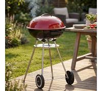 Garden Vida Memphis Patio 21" BBQ Grill | Red & Black | Chrome Plated | 84H x 45.5W x 53D cm | Space-Saving, Air Vent, Tray, Storage Shelf | Grill Meat, Fish & Vegetables at Home, Garden & Camping