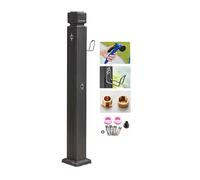 Garden Vintage Black Outdoor Aluminium Square Water Column, Hose Stand with Dual Hole, Free Standing Column for Home Insulation and Antifreeze, Backyard Irrigation/Washin