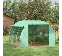 Outsunny 3 x 3 x 2 m Polytunnel Greenhouse Pollytunnel Tent Steel Frame Green, Green