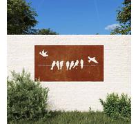 Garden Wall Art Corten Steel Rusty 105x55cm Bird Line Metal Wall Decor Outdoors