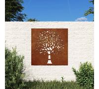 Garden Wall Art Corten Steel Rusty 55x55cm Tree Metal Panel Outdoor Decor Cutout