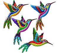 Garden Wall Art Decorations, Metal Hummingbird Wall Fence Decoration Outdoor Garden Ornament Colorful Birds Sculpture Hanging for Garden Yard Home Room Decoration Indoor Outdoor (4Pcs)