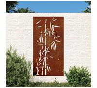 Garden Wall Art Rusty Corten Steel Bamboo Panel 105x55cm Weathered Steel Outdoor