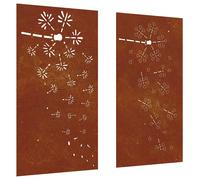 Garden Wall Decoration Art Decors 2pcs Corten Steel Flower Design vidaXL
