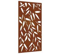 Garden Wall Decoration Made of Corten Steel, 105 x 55 cm, Bamboo Leaf Design, Weatherproof Steel, Rusty Colour, Durable Wall Art for Living Room, Bedroom and Garden