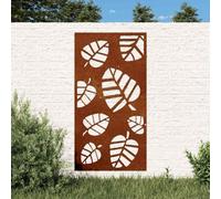 Garden Wall Decoration Made of Corten Steel, 105 x 55 cm, Leaf Design, Weatherproof, Rusty, Durable, Metal Wall Art for Garden, Patio, Balcony, Natural Decoration