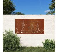 Garden Wall Decoration Rusty Corten Steel 105x55cm Skyline Metal Art Large Panel