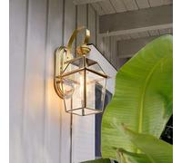 Garden Wall Light Garden Wall Light Lantern Gold Copper Bracket with Clear Glass Shade E27 Wall Sconce Waterproof Lighting Fixture,Luxury