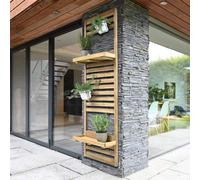 Garden Wall Planter 8 x 2ft Forest Slatted 2 Shelves Pressure Treated Outdoor