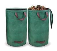 Garden Waste Bag, 120 L x 2, Garden Sack, Leaf Bag with Lid, Garden Bags, Green Waste, Waterproof, Foldable, Reusable, Robust, Grass Bag with Handles, Container for Garden Waste, Weeds, Dirt, Leaves