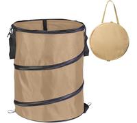 Garden Waste Bag & Camping Trash Can,Collapsible Oxford Cloth Pop-Up Sack with Handles, Reusable Bin for Leaves Rubbish Toys, Ideal for Gardening Hiking Picnics Lawn Care Yard Storage (Khaki-37L)