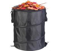 Garden Waste Bag,Oxford Cloth Collapsible Pop-up Large Heavy Duty Sack With Handles&Clips For Waste Rubbish Toys Leaves Storage, Reusable Durable Gardening Container for Lawn Care(Black-37L)