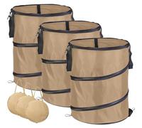 Garden Waste Bag,Oxford Cloth Collapsible Pop-up Large Heavy Duty Sack With Handles For Waste Rubbish Toys Leaves Storage, Reusable Durable Gardening Container for Lawn Care (Khaki-37L-3Pcs)