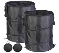 Garden Waste Bag,Oxford Cloth Collapsible Pop-up Large Heavy Duty Sack With Handles For Waste Rubbish Toys Leaves Storage, Reusable Durable Gardening Container for Lawn Care (Black-37L-2Pcs)