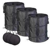 Garden Waste Bag,Oxford Cloth Collapsible Pop-up Large Heavy Duty Sack With Handles For Waste Rubbish Toys Leaves Storage, Reusable Durable Gardening Container for Lawn Care (Black-37L-3Pcs)