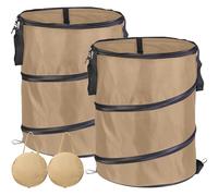 Garden Waste Bag,Oxford Cloth Collapsible Pop-up Large Heavy Duty Sack With Handles For Waste Rubbish Toys Leaves Storage, Reusable Durable Gardening Container for Lawn Care (Khaki-37L-2Pcs)