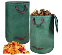 Garden Waste Bag with Lid and Handles, Waterproof, Foldable, Reusable for Grass, Leaves, Hedge and Green Cuts, Sturdy Self-Standing Garden Bag, Ideal for Garden Waste and Leaf Collecting (120 L x 2)