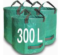Garden Waste Bags, 300L x 3 Heavy Duty Garden Sacks, Green