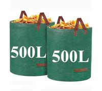 Garden Waste Bags 500L x 2 bags, Heavy Duty Resuable bags with Handles, Ideal for Garden Waste like grass, leaves debris etc free standing