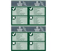 Garden waste recycling bin sign Yes/No, 100x150mm, pack of 4 stickers on A4 sheet