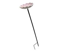Garden Water Bowl for Small Birds, Light, B | Ceramic Flower Bird Bath Stake with Metal Ground Stake for Yard Border Decor