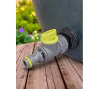 Garden Water Butt/Rain Barrel Outlet Tap with Tank Adaptor-Requires A 26mm Hole