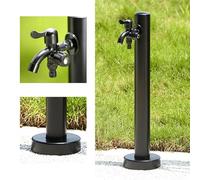 Garden Water Column Stainless Steel Round Faucet on Stand Outdoor Ground-Mounted Water Fountain 24in/60cm Garden Water Feature