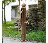 Garden Water Columns Outdoor Aluminum Fountain with Double Outlet Faucet and Spray Gun, Decorative Water Tap for Yard Hose Stand