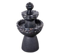 Teamson Home 3 Tier Pedestal Garden Fountain Dark Grey | Stone Look, Outdoor