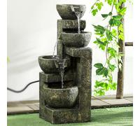 Garden Water Feature Fountain Tiered Waterfall Resin Stone Effect Statue