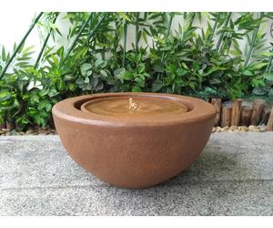 Garden Water Feature HEISSNER Half Ball Rust LED Lighting Poylstone Ornament